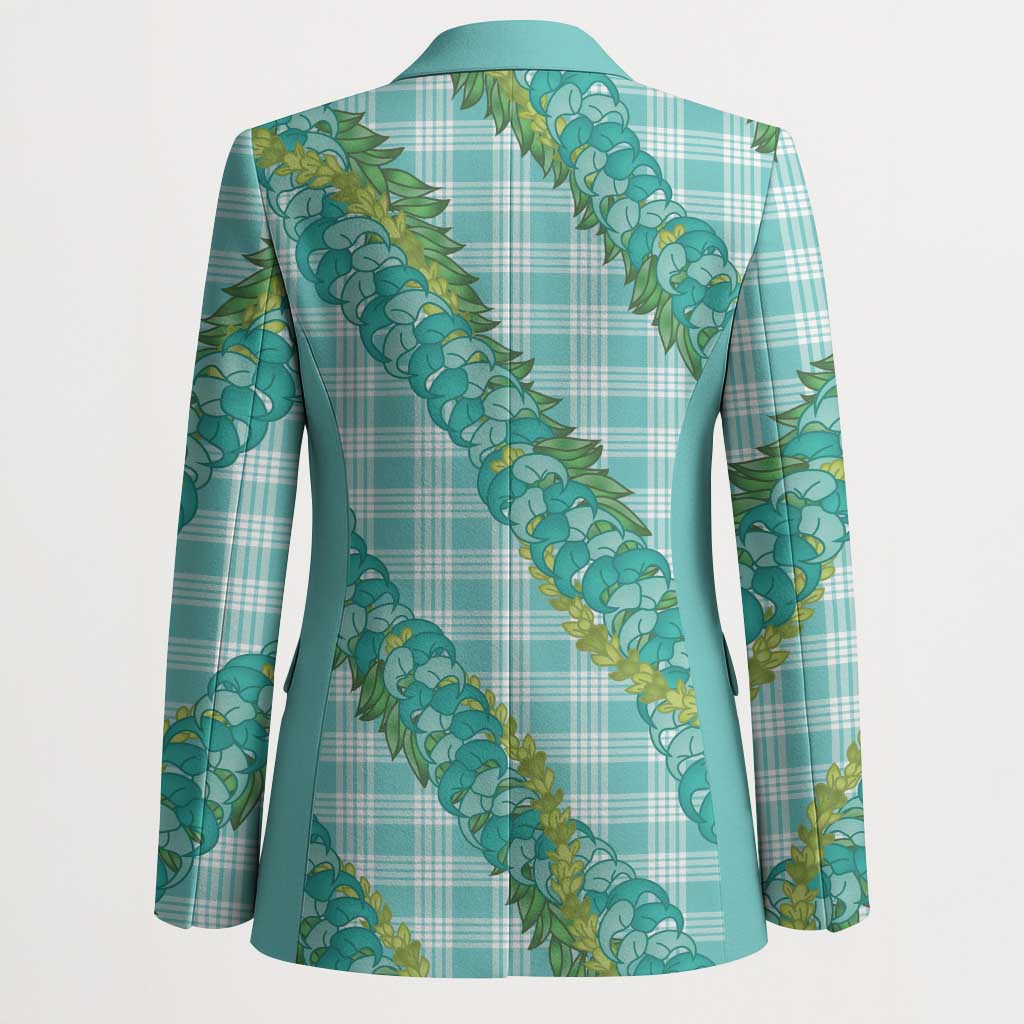 Hawaii Jade Vine Lei Blazer Aloha Palaka Motif - Turquoise LT14 - Polynesian Pride