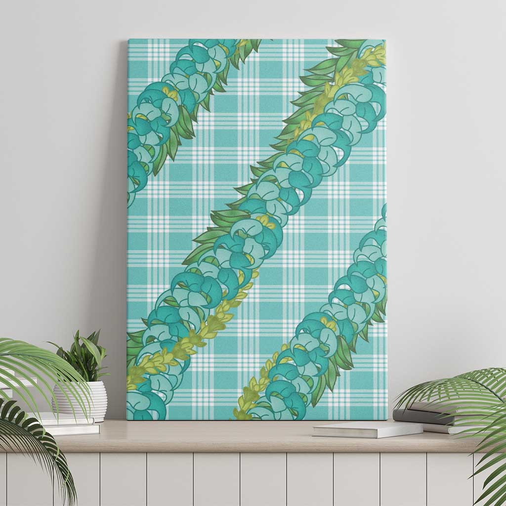 Hawaii Jade Vine Lei Canvas Wall Art Aloha Palaka Motif - Turquoise - Polynesian Pride