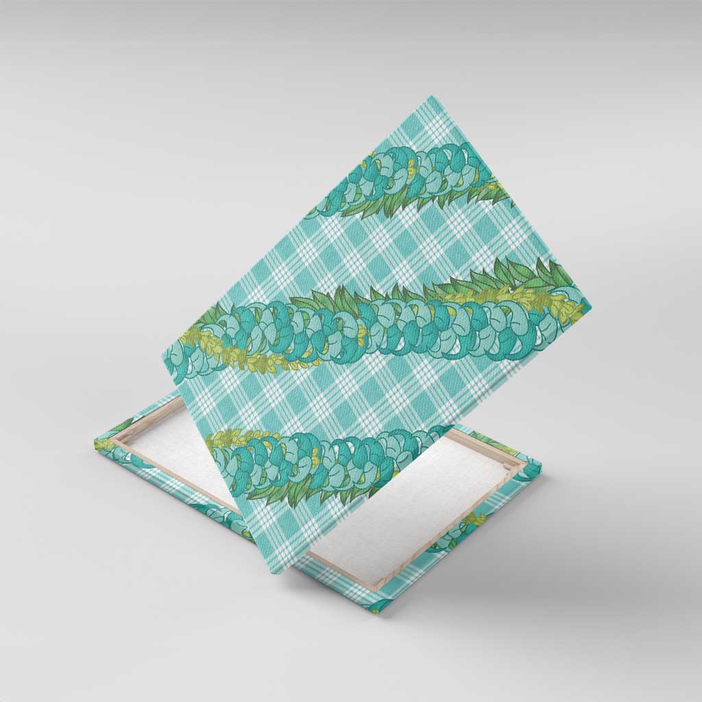 Hawaii Jade Vine Lei Canvas Wall Art Aloha Palaka Motif - Turquoise - Polynesian Pride
