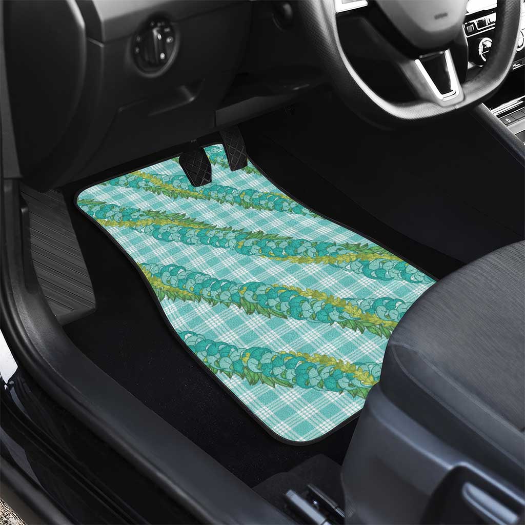 Hawaii Jade Vine Lei Car Mats Aloha Palaka Motif - Turquoise - Polynesian Pride