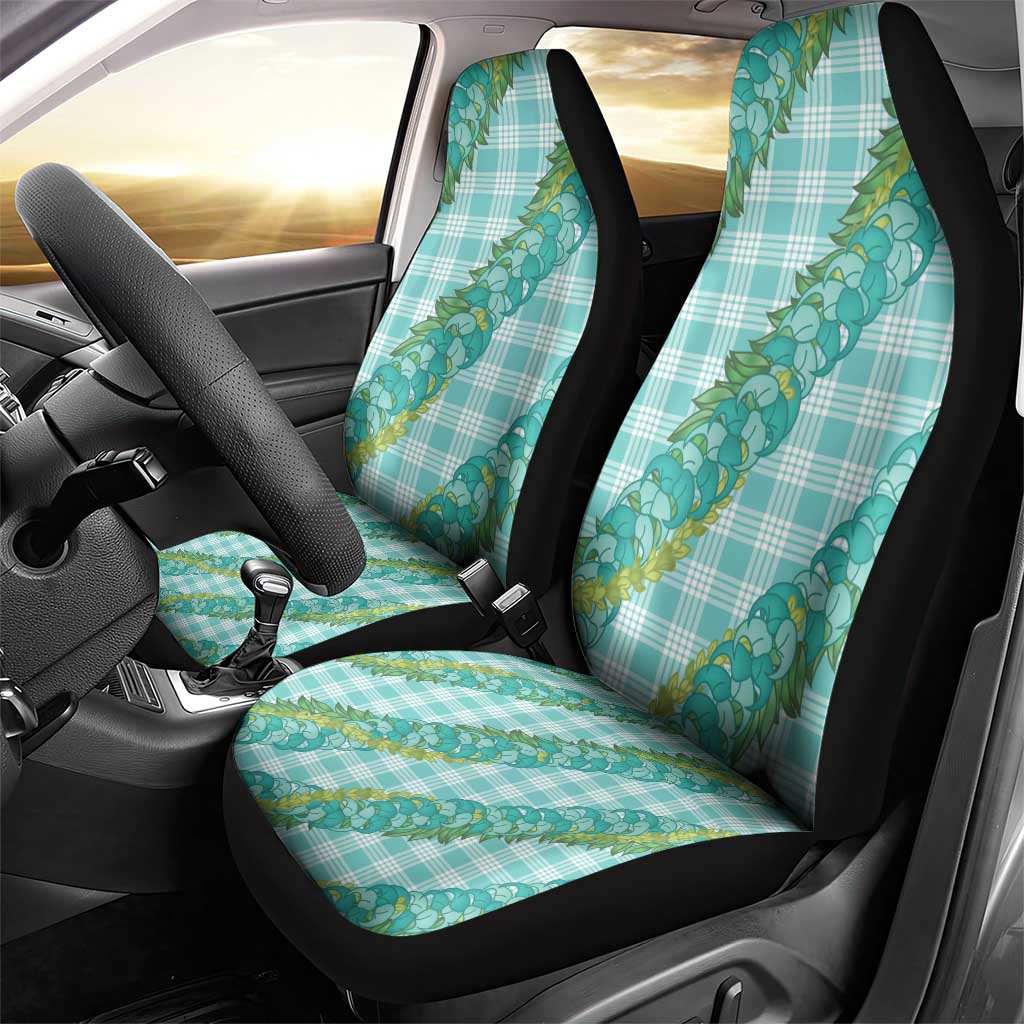Hawaii Jade Vine Lei Car Seat Cover Aloha Palaka Motif - Turquoise - Polynesian Pride
