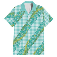 Hawaii Jade Vine Lei Family Matching Long Sleeve Bodycon Dress and Hawaiian Shirt Aloha Palaka Motif - Turquoise - Polynesian Pride