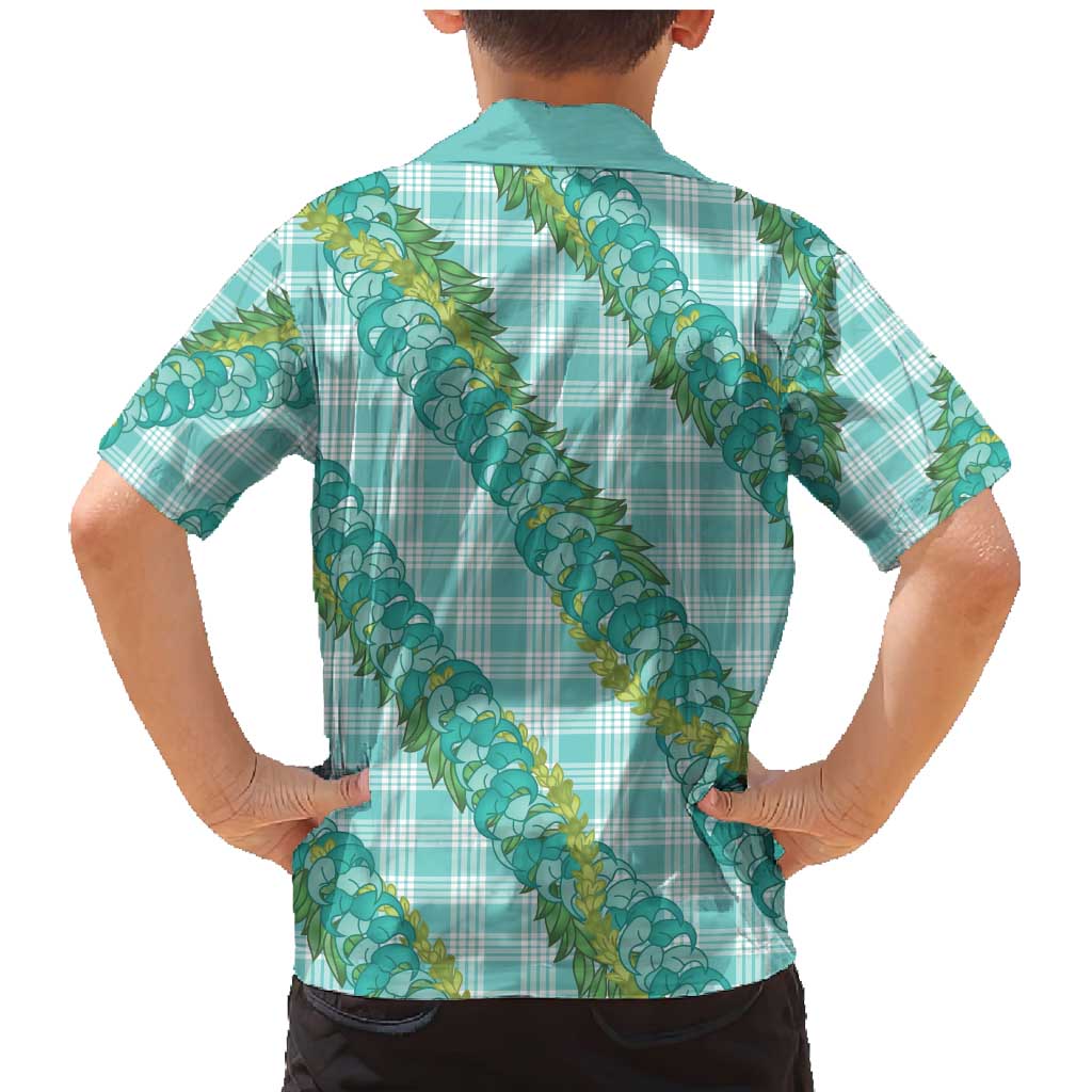 Hawaii Jade Vine Lei Family Matching Mermaid Dress and Hawaiian Shirt Aloha Palaka Motif - Turquoise - Polynesian Pride