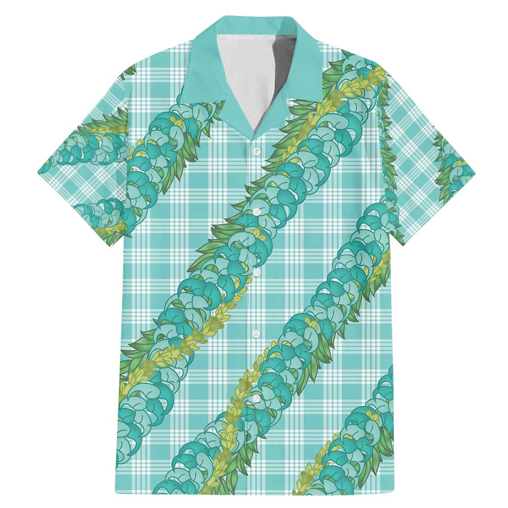 Hawaii Jade Vine Lei Family Matching Mermaid Dress and Hawaiian Shirt Aloha Palaka Motif - Turquoise - Polynesian Pride