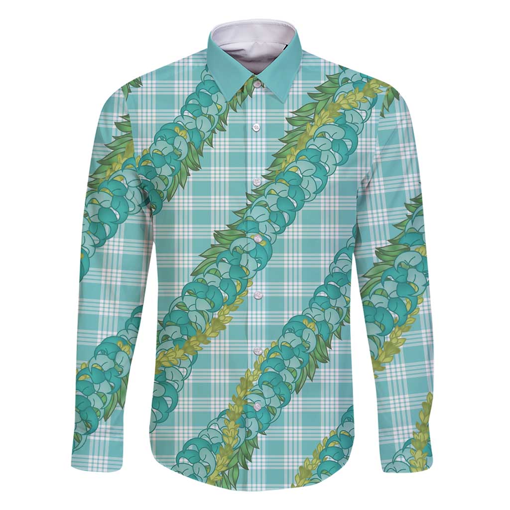 Hawaii Jade Vine Lei Family Matching Mermaid Dress and Hawaiian Shirt Aloha Palaka Motif - Turquoise - Polynesian Pride
