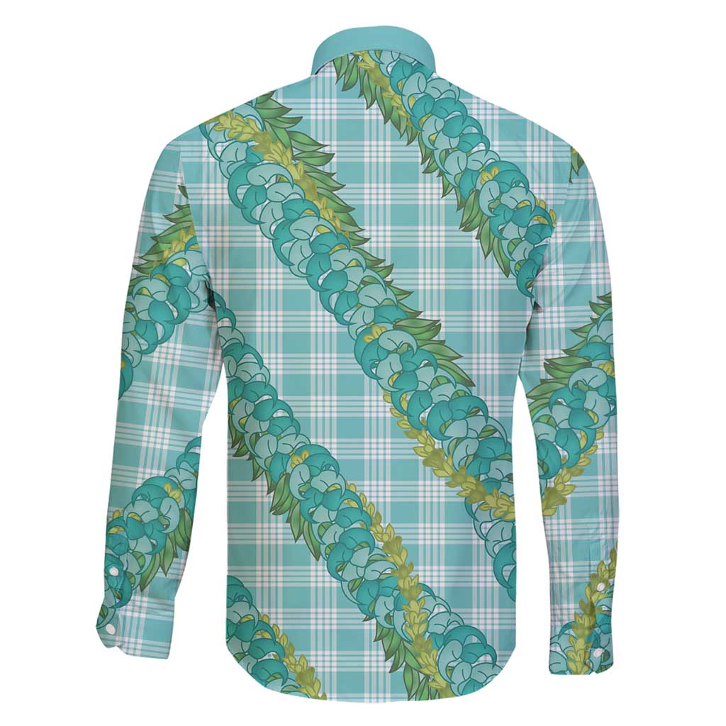 Hawaii Jade Vine Lei Family Matching Puletasi and Hawaiian Shirt Aloha Palaka Motif - Turquoise - Polynesian Pride
