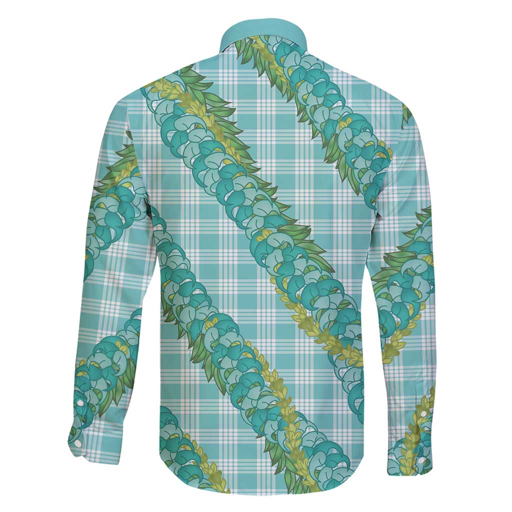 Hawaii Jade Vine Lei Family Matching Short Sleeve Bodycon Dress and Hawaiian Shirt Aloha Palaka Motif - Turquoise - Polynesian Pride