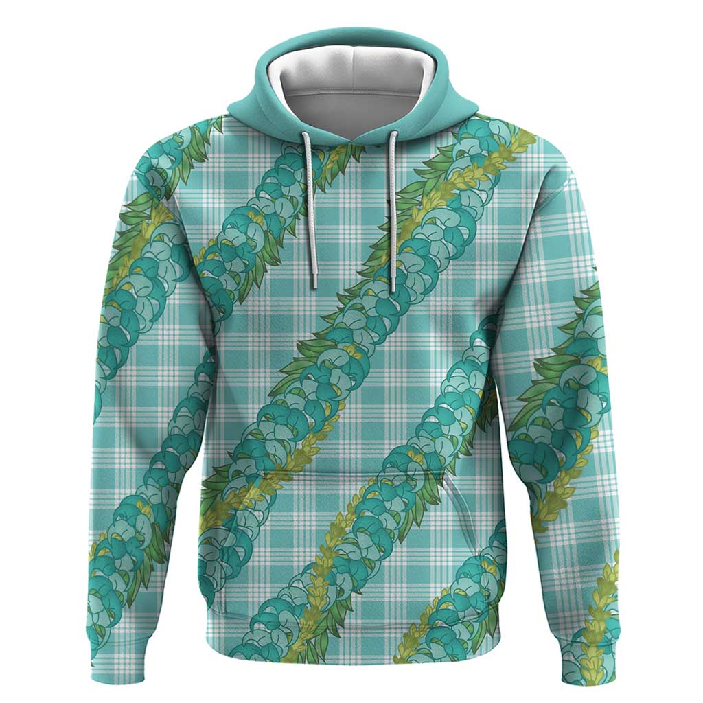 Hawaii Jade Vine Lei Hoodie Aloha Palaka Motif - Turquoise - Polynesian Pride
