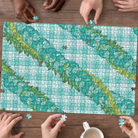 Hawaii Jade Vine Lei Puzzle Aloha Palaka Motif - Turquoise - Polynesian Pride