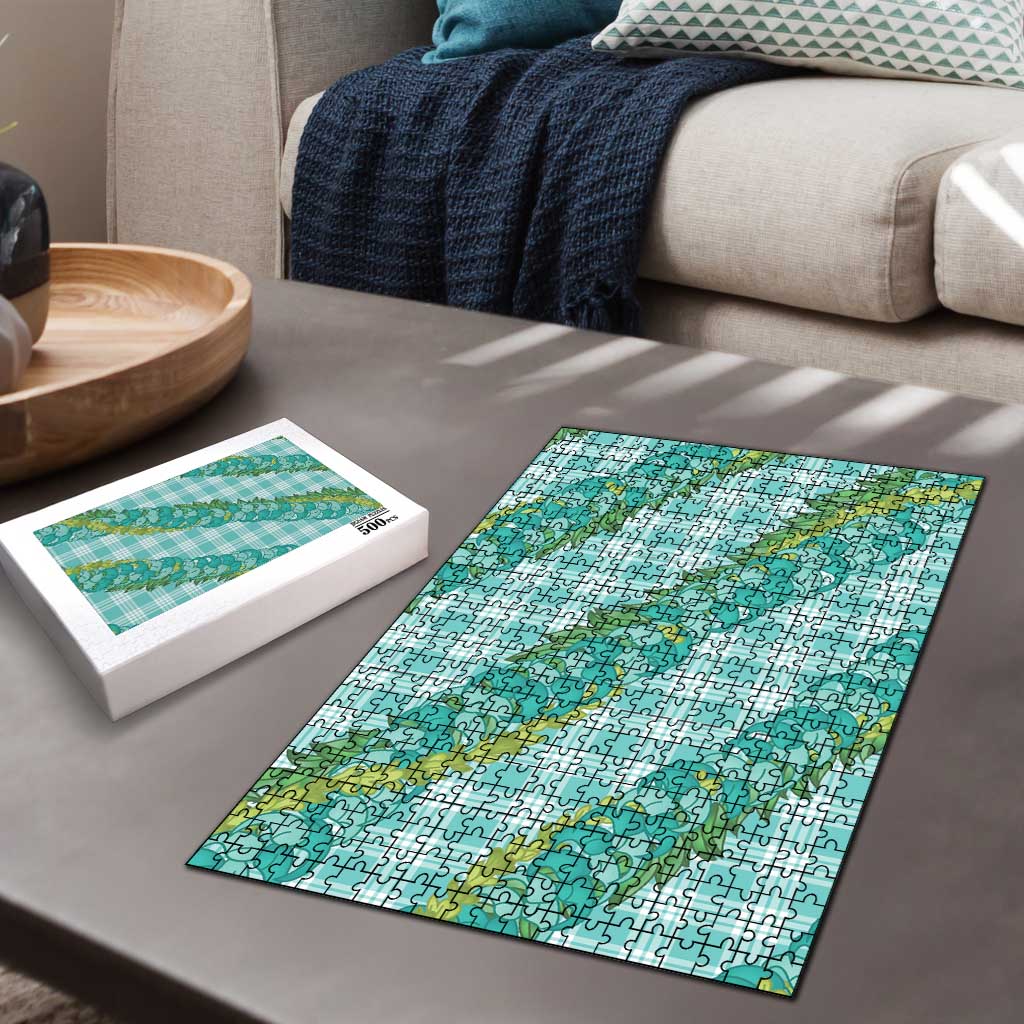 Hawaii Jade Vine Lei Puzzle Aloha Palaka Motif - Turquoise - Polynesian Pride