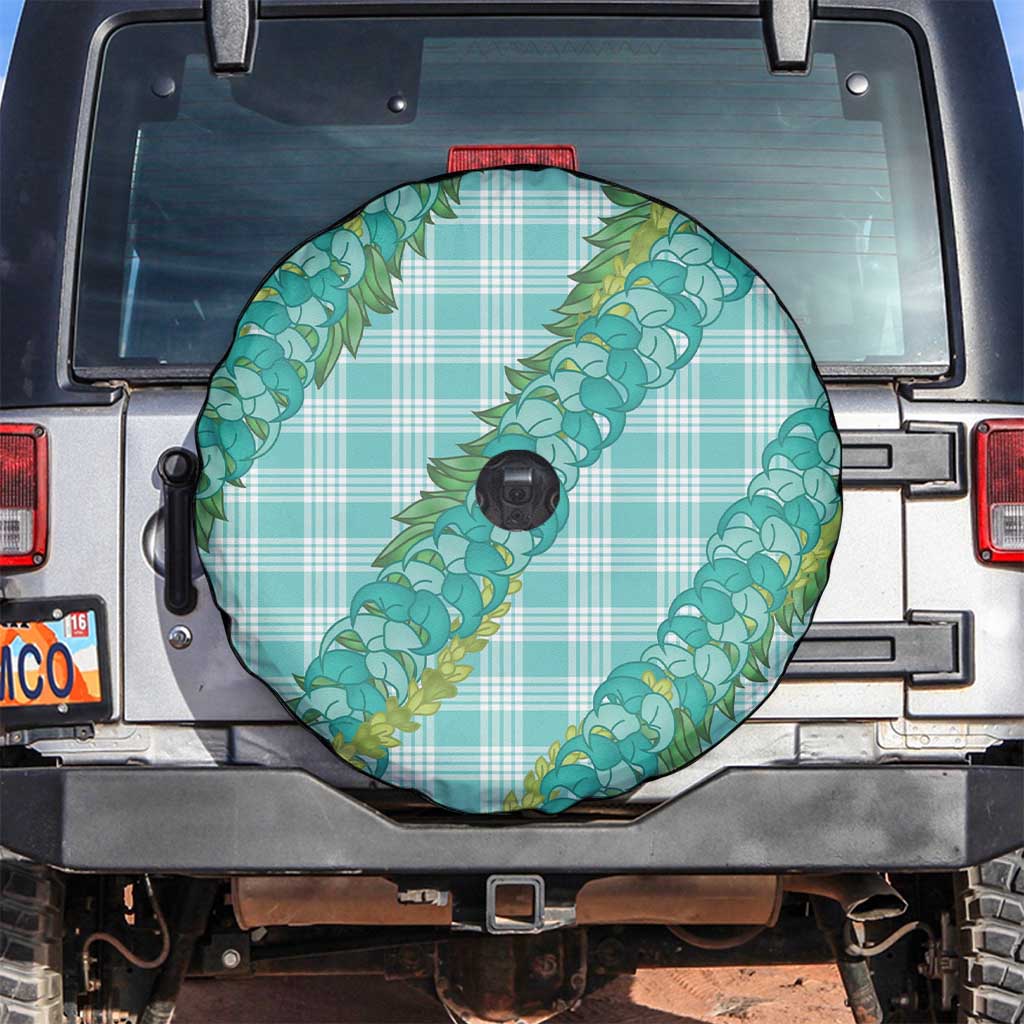 Hawaii Jade Vine Lei Spare Tire Cover Aloha Palaka Motif - Turquoise - Polynesian Pride