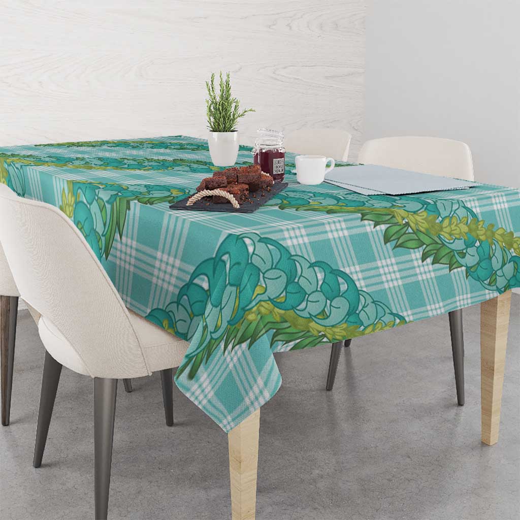 Hawaii Jade Vine Lei Tablecloth Aloha Palaka Motif - Turquoise - Polynesian Pride