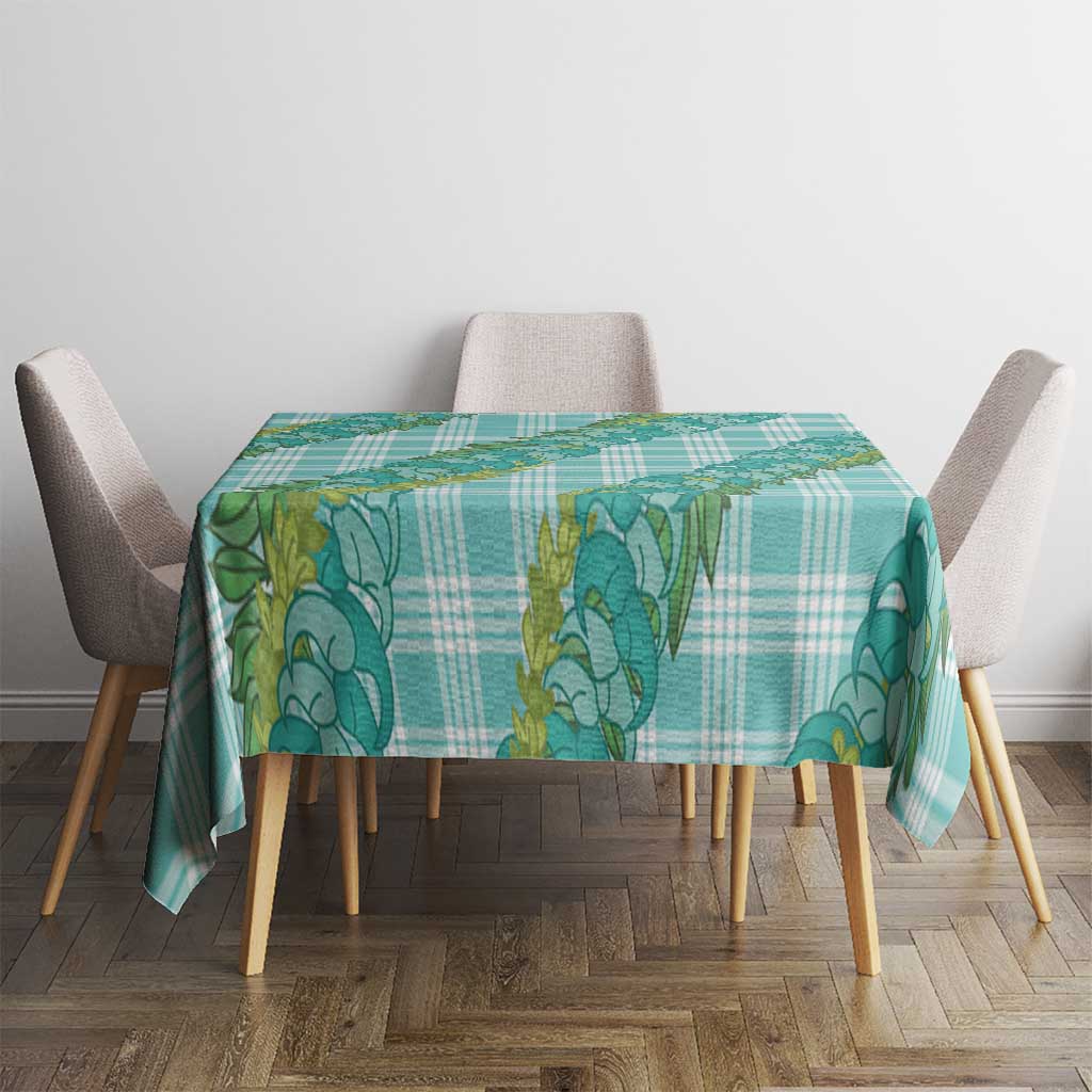 Hawaii Jade Vine Lei Tablecloth Aloha Palaka Motif - Turquoise - Polynesian Pride