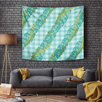 Hawaii Jade Vine Lei Tapestry Aloha Palaka Motif - Turquoise - Polynesian Pride