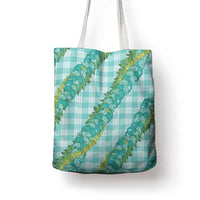 Hawaii Jade Vine Lei Tote Bag Aloha Palaka Motif - Turquoise - Polynesian Pride