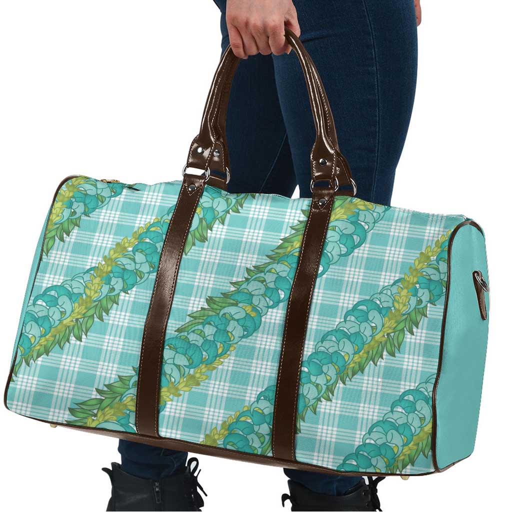 Hawaii Jade Vine Lei Travel Bag Aloha Palaka Motif - Turquoise - Polynesian Pride