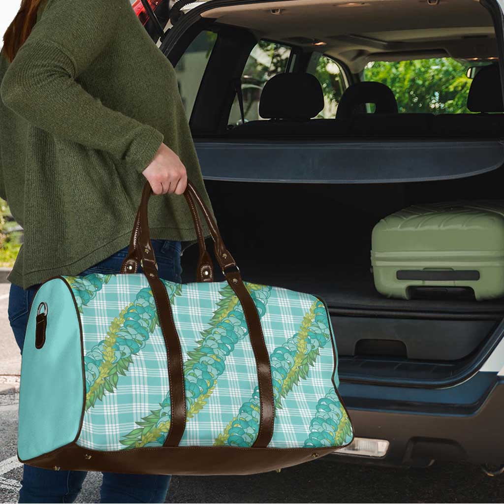 Hawaii Jade Vine Lei Travel Bag Aloha Palaka Motif - Turquoise - Polynesian Pride