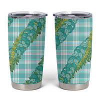 Hawaii Jade Vine Lei Tumbler Cup Aloha Palaka Motif - Turquoise - Polynesian Pride