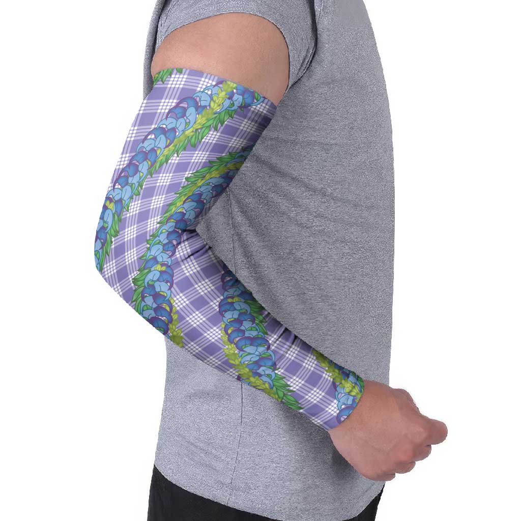 Hawaii Jade Vine Lei Arm Sleeves Aloha Palaka Motif - Purple - Polynesian Pride