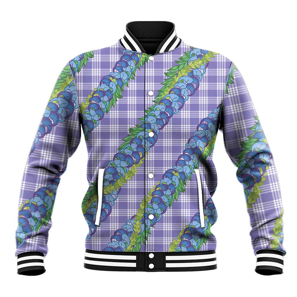 Hawaii Jade Vine Lei Baseball Jacket Aloha Palaka Motif - Purple - Polynesian Pride