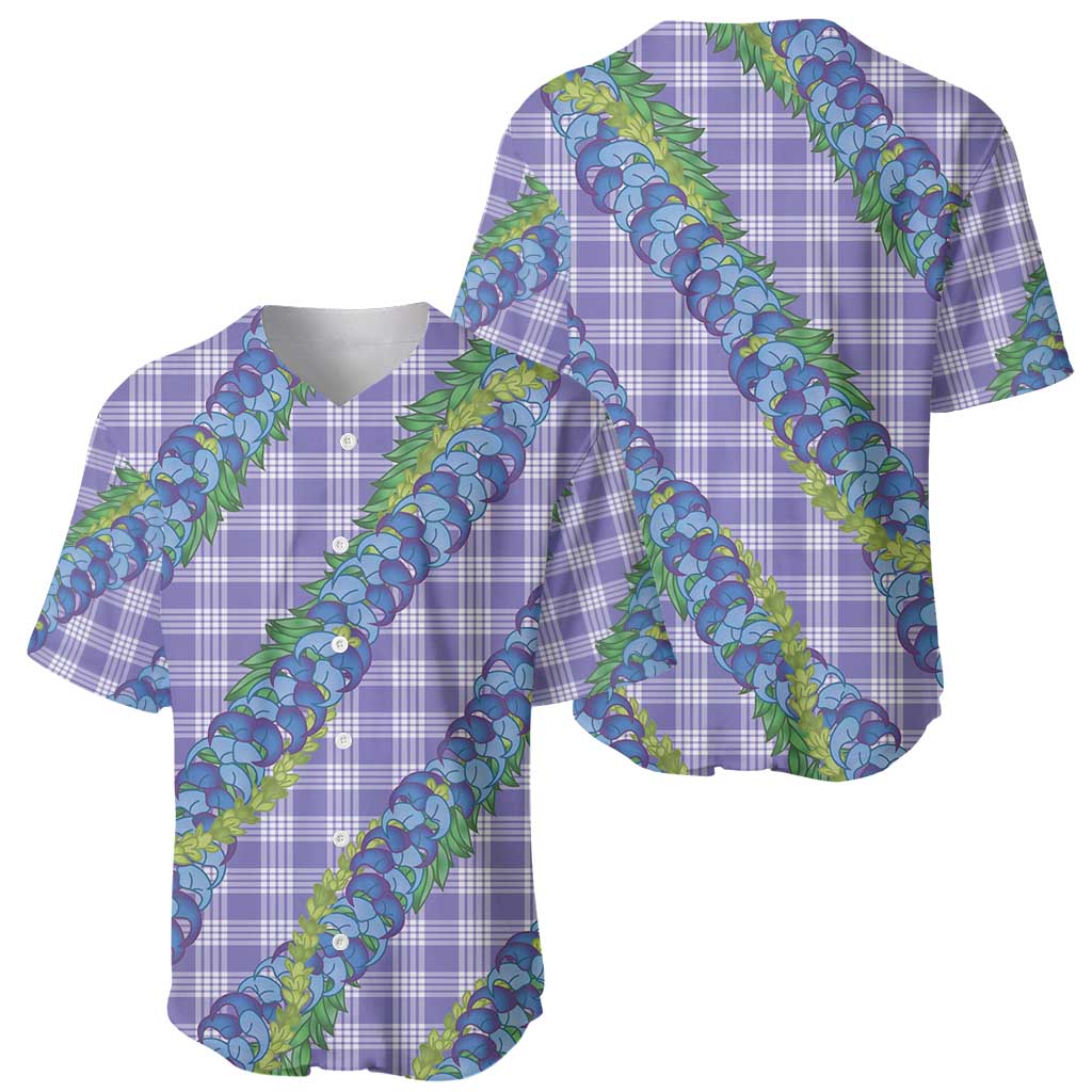 Hawaii Jade Vine Lei Baseball Jersey Aloha Palaka Motif - Purple - Polynesian Pride