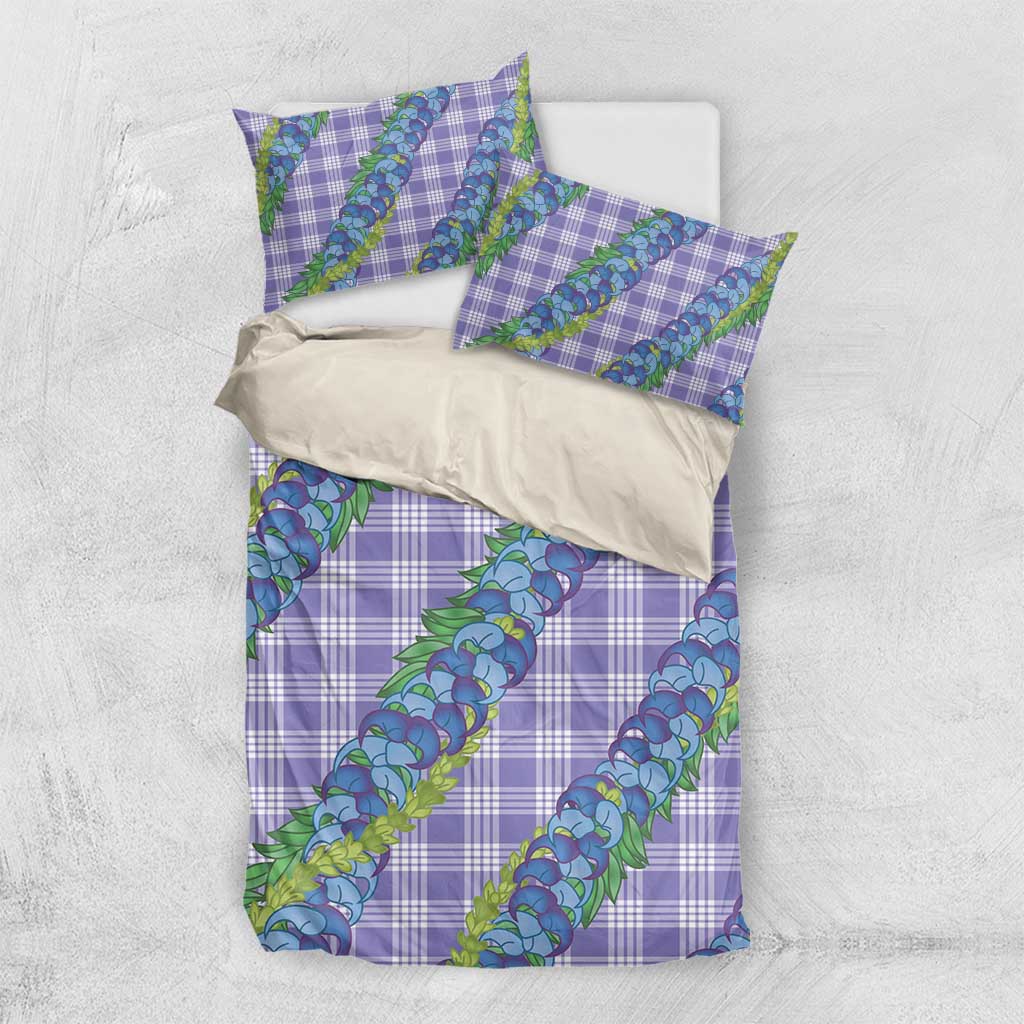 Hawaii Jade Vine Lei Bedding Set Aloha Palaka Motif - Purple - Polynesian Pride