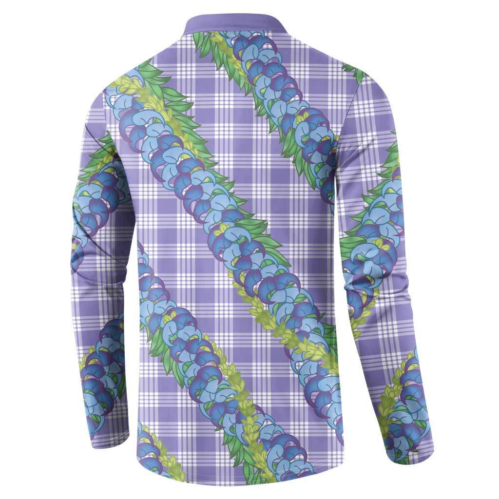 Hawaii Jade Vine Lei Button Sweatshirt Aloha Palaka Motif - Purple - Polynesian Pride