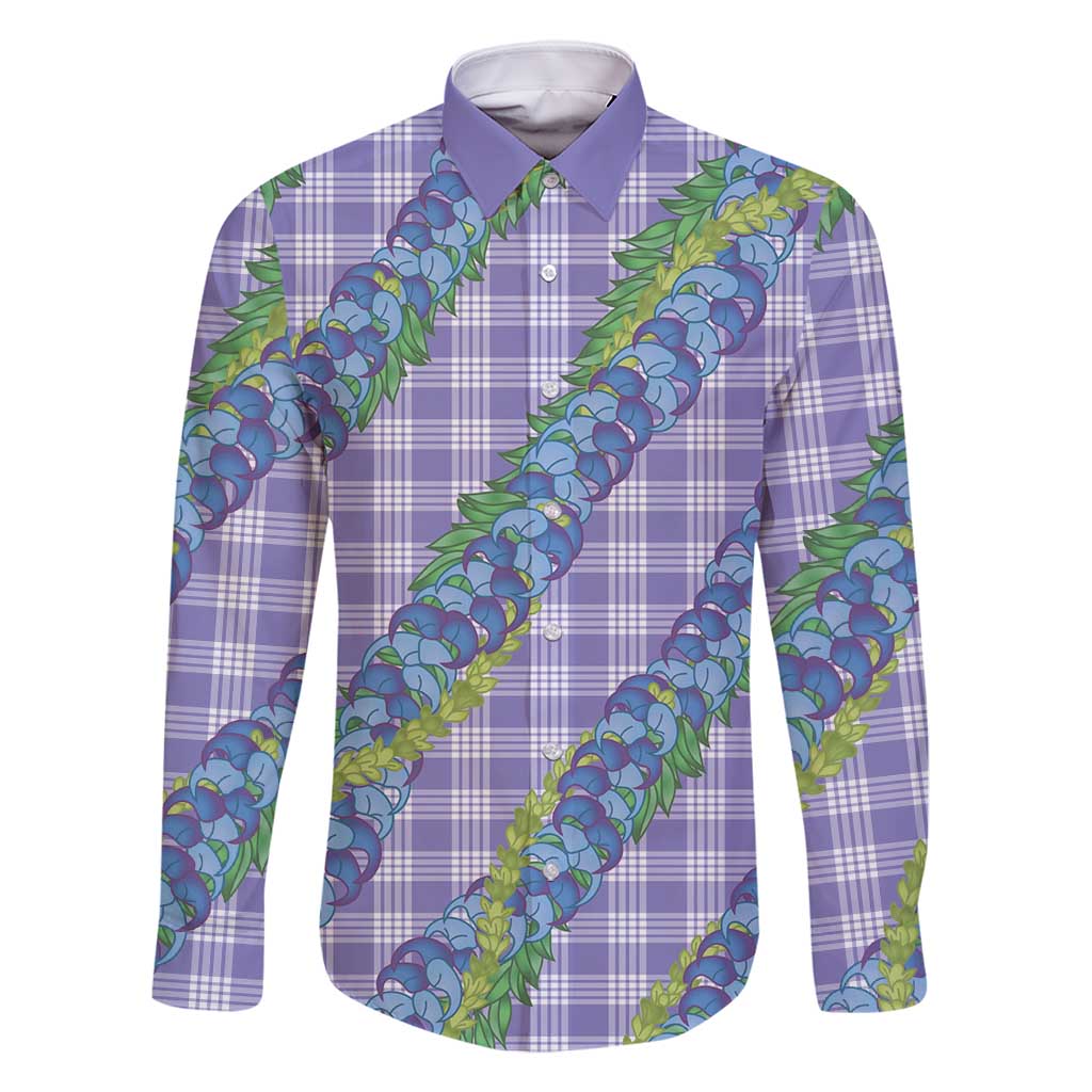 Hawaii Jade Vine Lei Family Matching Mermaid Dress and Hawaiian Shirt Aloha Palaka Motif - Purple - Polynesian Pride