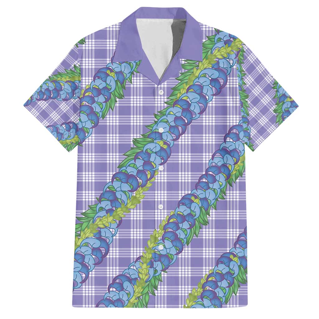 Hawaii Jade Vine Lei Family Matching Puletasi and Hawaiian Shirt Aloha Palaka Motif - Purple - Polynesian Pride