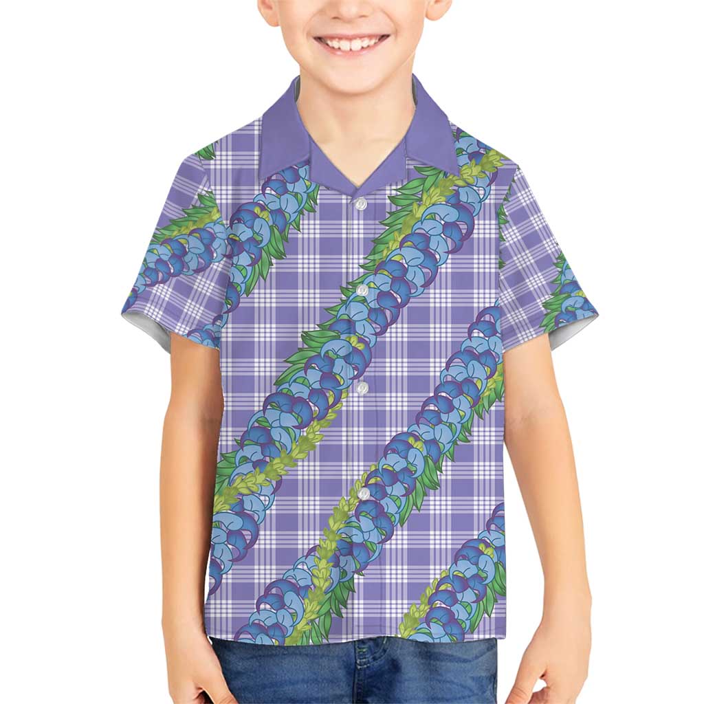Hawaii Jade Vine Lei Family Matching Tank Maxi Dress and Hawaiian Shirt Aloha Palaka Motif - Purple - Polynesian Pride