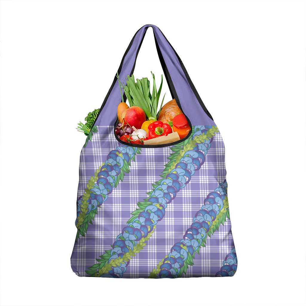 Hawaii Jade Vine Lei Grocery Bag Aloha Palaka Motif - Purple - Polynesian Pride