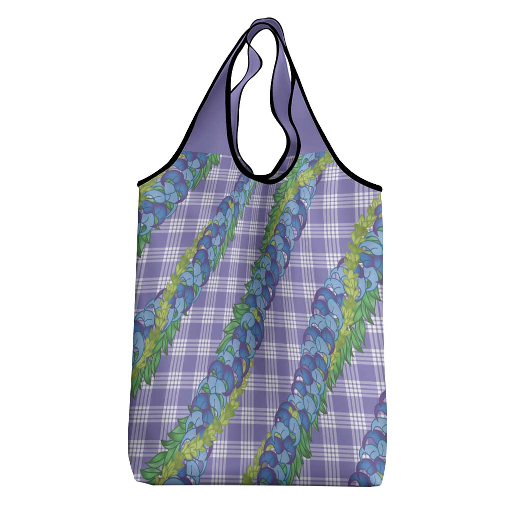 Hawaii Jade Vine Lei Grocery Bag Aloha Palaka Motif - Purple - Polynesian Pride