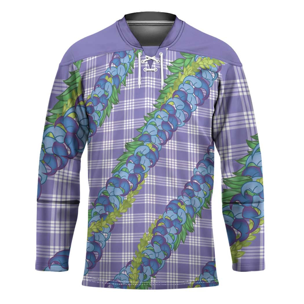 Hawaii Jade Vine Lei Hockey Jersey Aloha Palaka Motif - Purple - Polynesian Pride