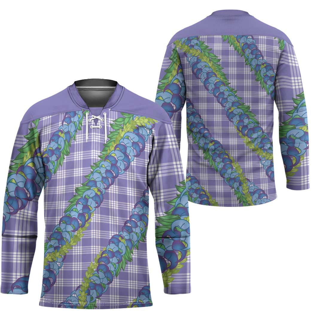 Hawaii Jade Vine Lei Hockey Jersey Aloha Palaka Motif - Purple - Polynesian Pride