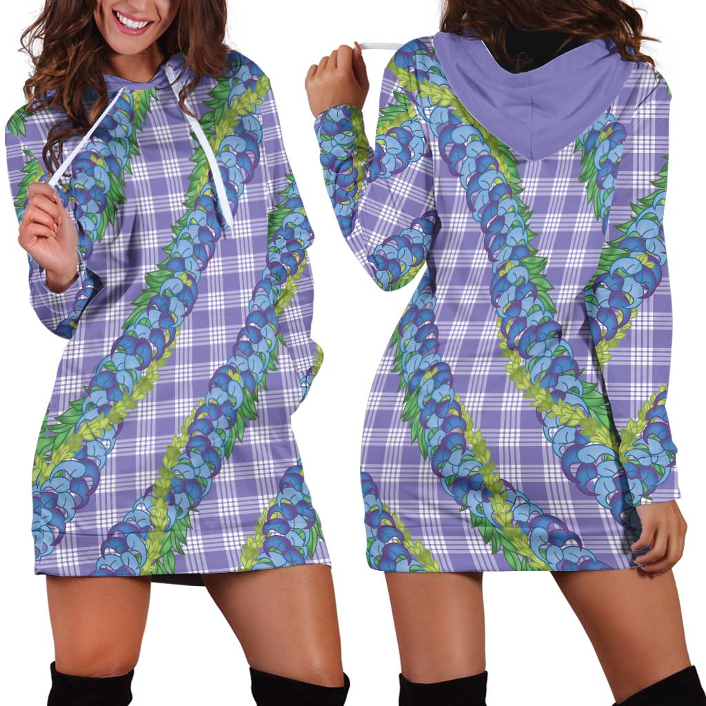 Hawaii Jade Vine Lei Hoodie Dress Aloha Palaka Motif - Purple - Polynesian Pride