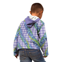 Hawaii Jade Vine Lei Kid Hoodie Aloha Palaka Motif - Purple - Polynesian Pride