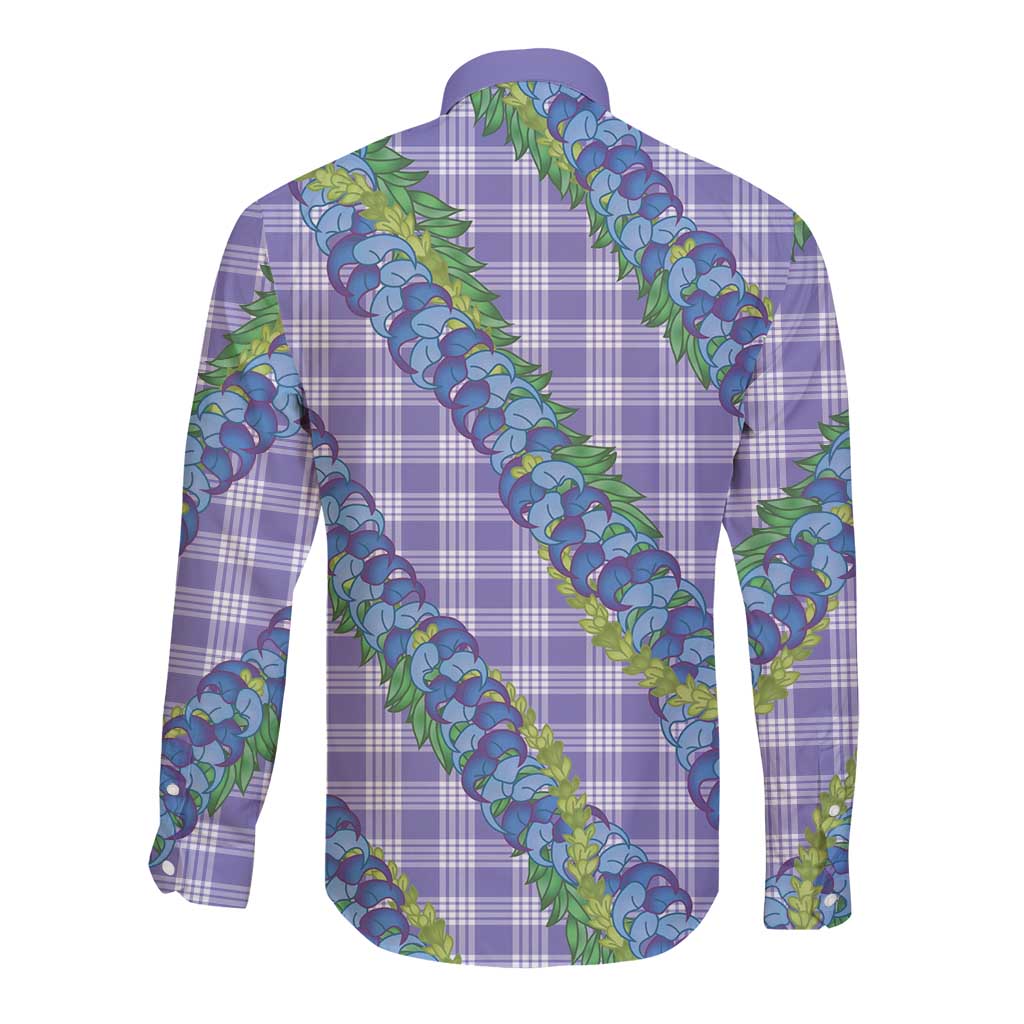Hawaii Jade Vine Lei Long Sleeve Button Shirt Aloha Palaka Motif - Purple - Polynesian Pride
