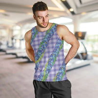 Hawaii Jade Vine Lei Men Tank Top Aloha Palaka Motif - Purple - Polynesian Pride