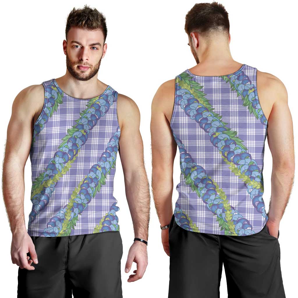 Hawaii Jade Vine Lei Men Tank Top Aloha Palaka Motif - Purple - Polynesian Pride