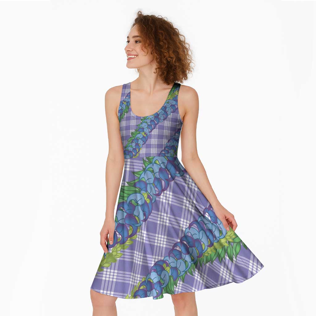 Hawaii Jade Vine Lei Midi Dress Aloha Palaka Motif - Purple - Polynesian Pride