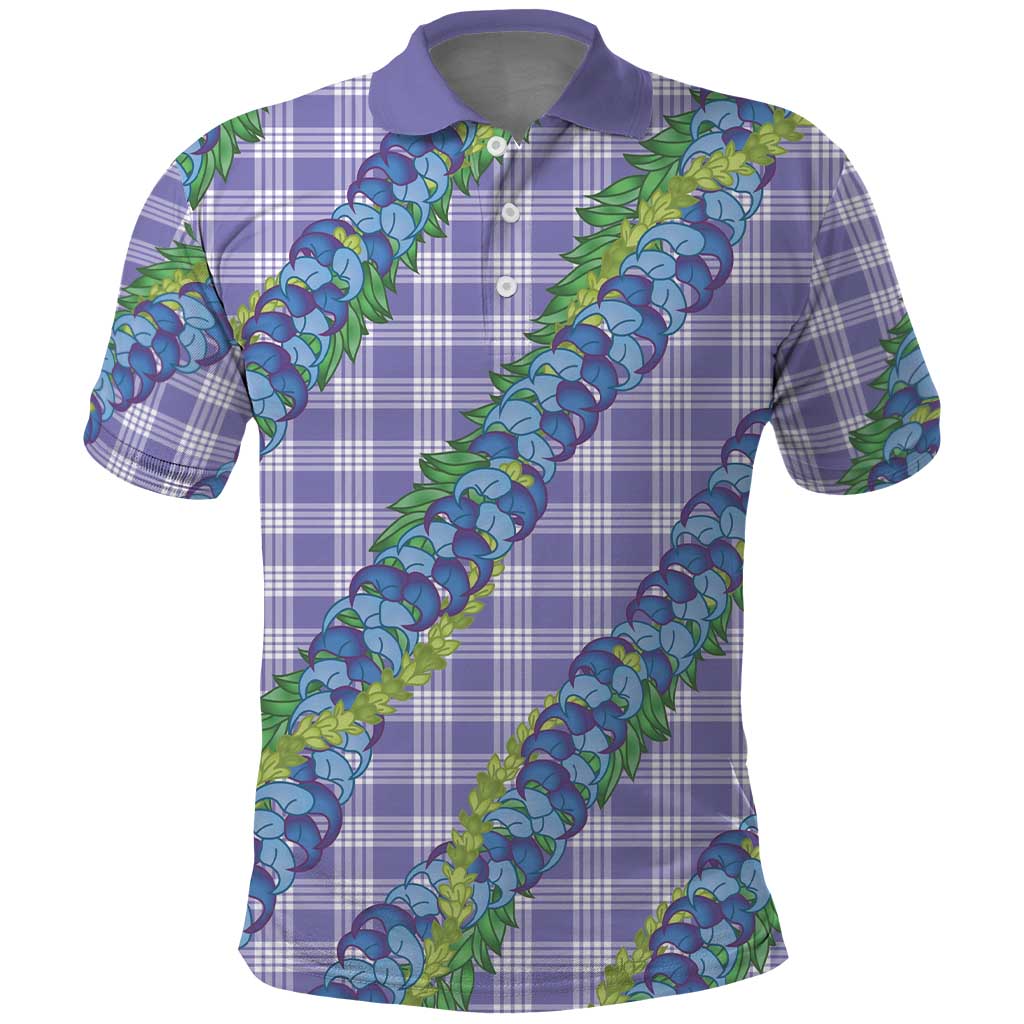 Hawaii Jade Vine Lei Polo Shirt Aloha Palaka Motif - Purple - Polynesian Pride
