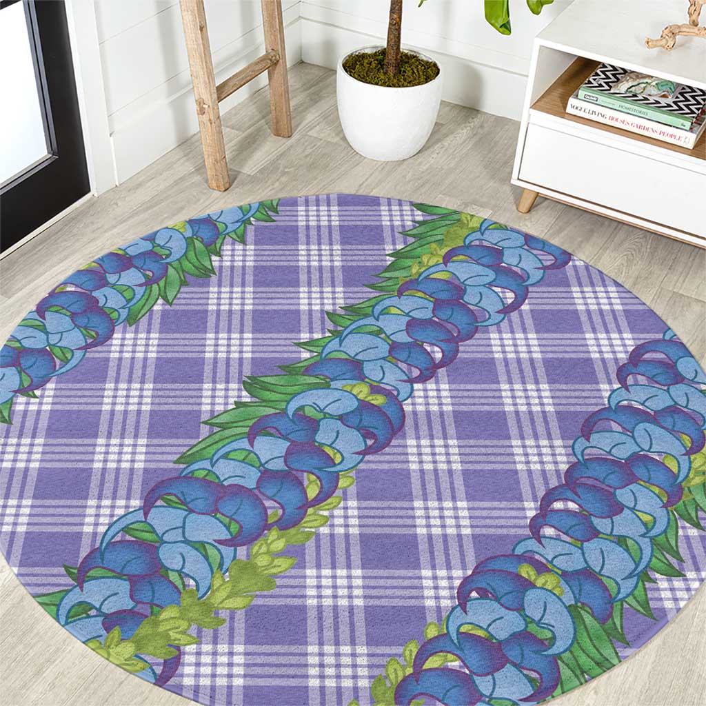 Hawaii Jade Vine Lei Round Carpet Aloha Palaka Motif - Purple - Polynesian Pride