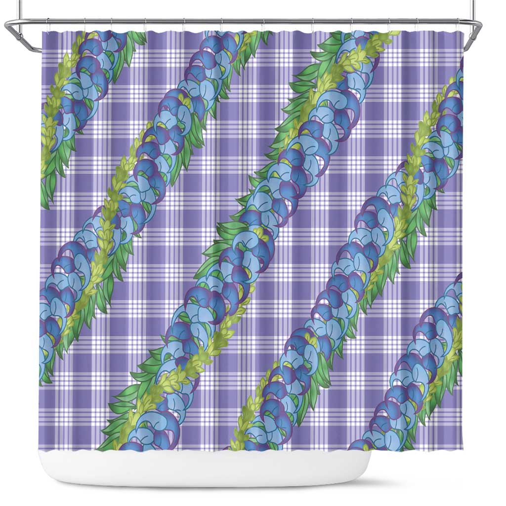 Hawaii Jade Vine Lei Shower Curtain Aloha Palaka Motif - Purple - Polynesian Pride