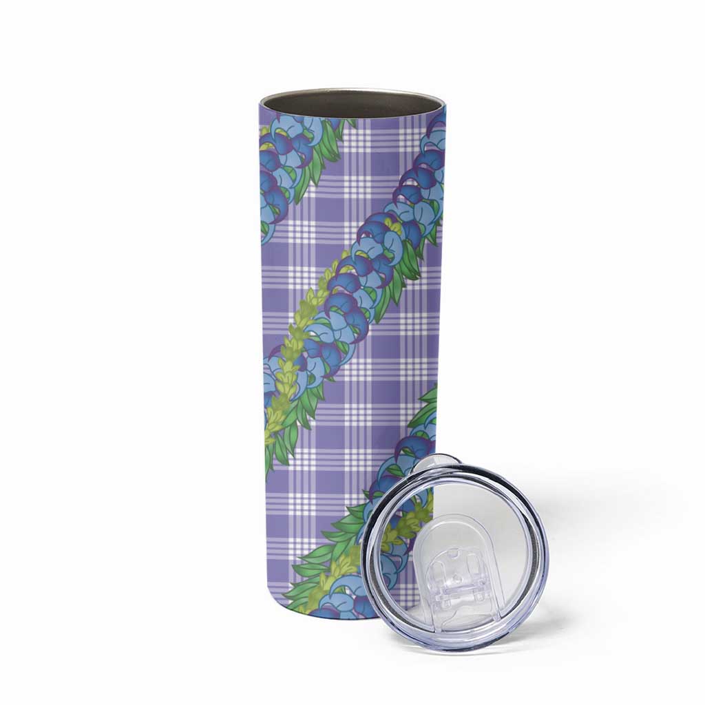 Hawaii Jade Vine Lei Skinny Tumbler Aloha Palaka Motif - Purple - Polynesian Pride