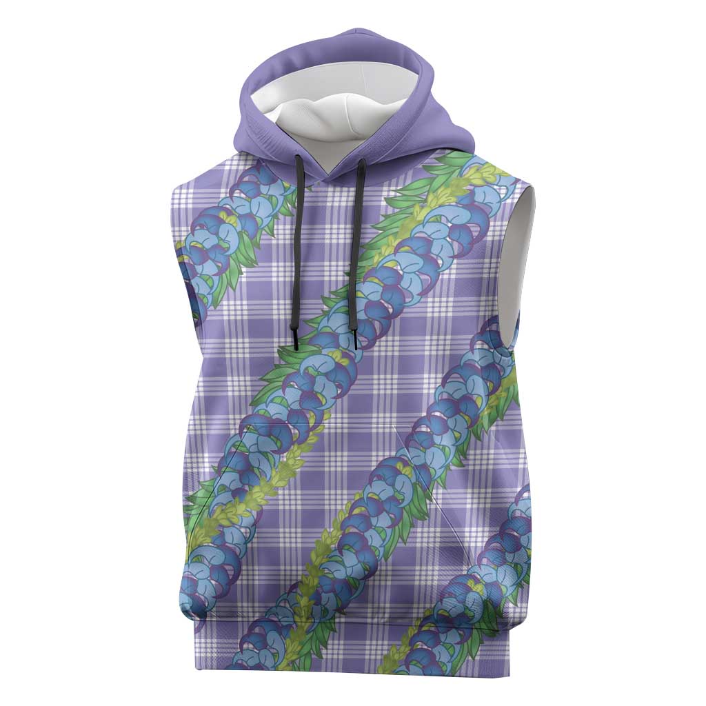 Hawaii Jade Vine Lei Sleeveless Hoodie Aloha Palaka Motif - Purple - Polynesian Pride