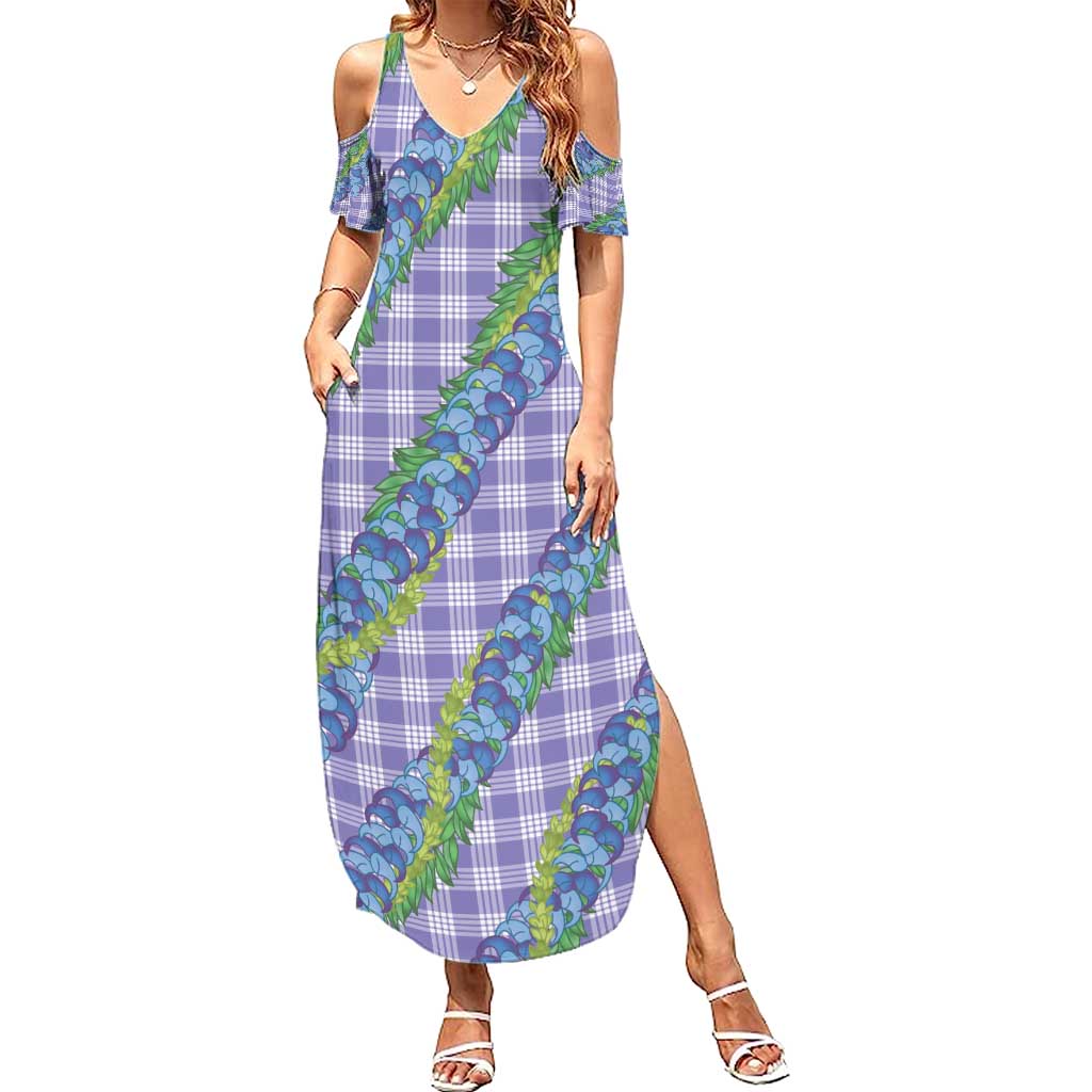 Hawaii Jade Vine Lei Summer Maxi Dress Aloha Palaka Motif - Purple - Polynesian Pride