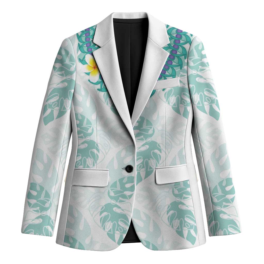 Jade Vine Lei Hawaii Blazer Aloha Seamless Tropical Leaves LT14 Unisex White - Polynesian Pride