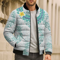 Jade Vine Lei Hawaii Bomber Puffer Jacket Aloha Seamless Tropical Leaves - Polynesian Pride