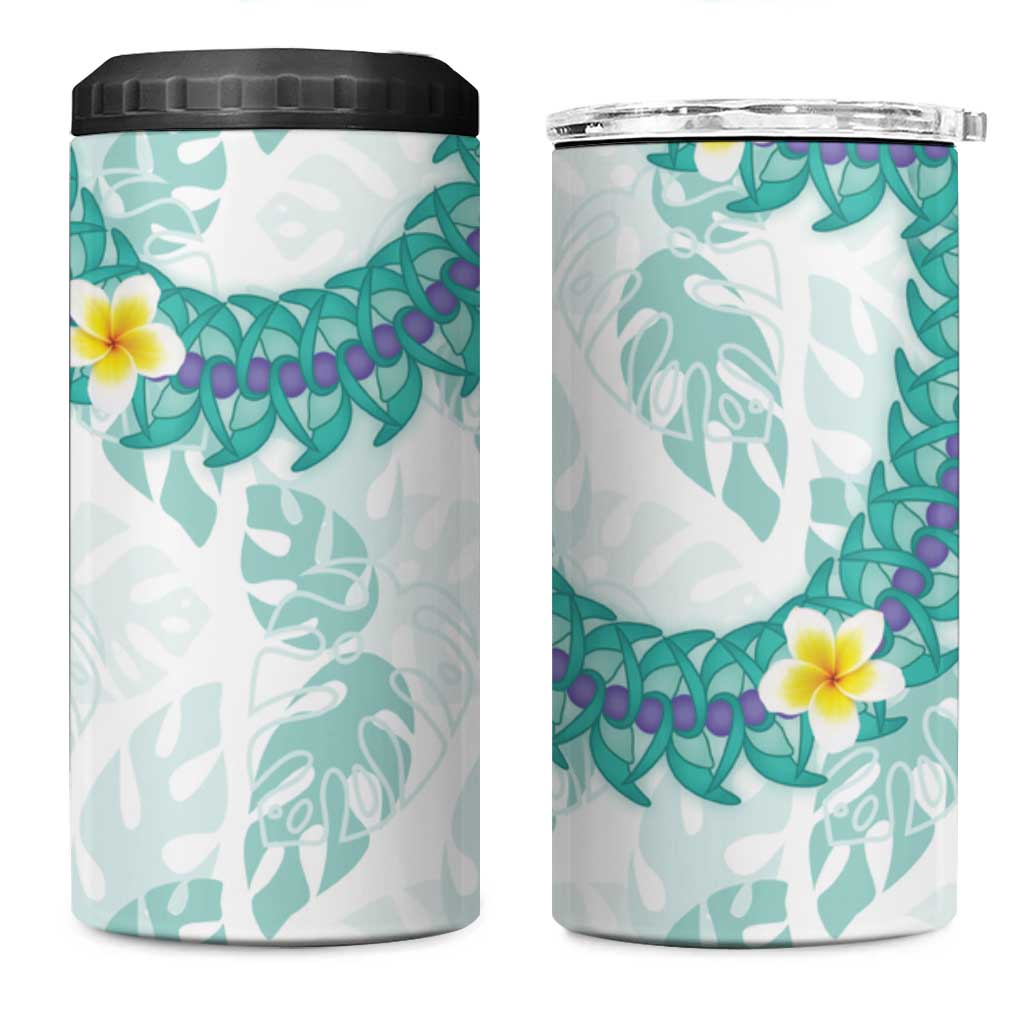 Jade Vine Lei Hawaii 4 in 1 Can Cooler Tumbler Aloha Seamless Tropical Leaves - Polynesian Pride
