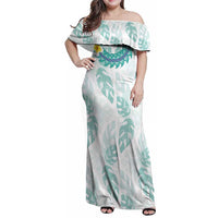 Jade Vine Lei Hawaii Family Matching Off Shoulder Maxi Dress and Hawaiian Shirt Aloha Seamless Tropical Leaves - Polynesian Pride